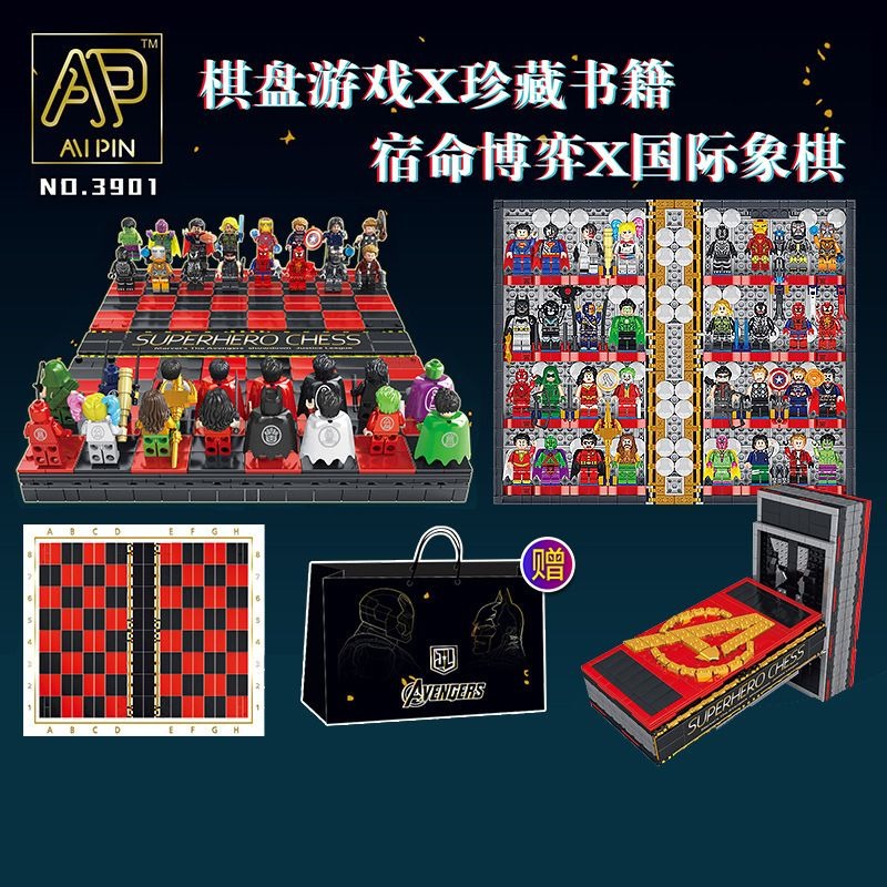 Avenger Chess Builiding Blocks and Book, Not Lego but compatible, Minifigures. 1507 Pcs