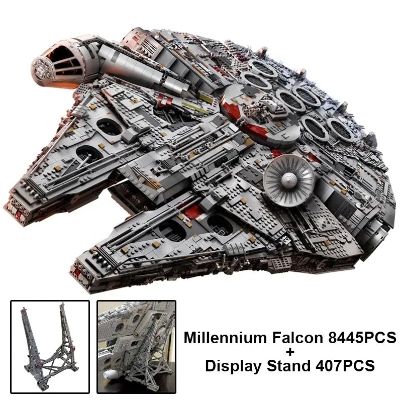 Millennium Falcon - 83226 Huge Lego Compatible - 8445 Pieces Kit with Tilt Stand and Light Kit!!