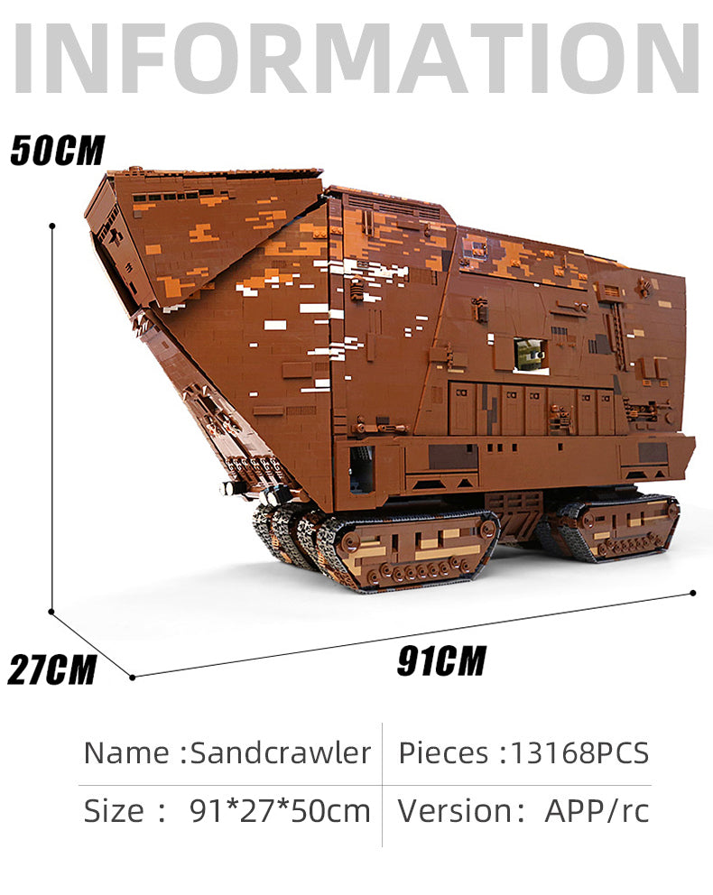 Mould King 21009 Technology Remote Controlled Sand Crawler Model, 13168 Pieces 2.4G/App RC Sand Crawler UCS MOC Kit Sandcrawler with Full Interior