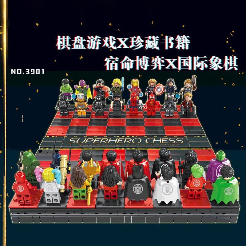 Avenger Chess Builiding Blocks and Book, Not Lego but compatible, Minifigures. 1507 Pcs